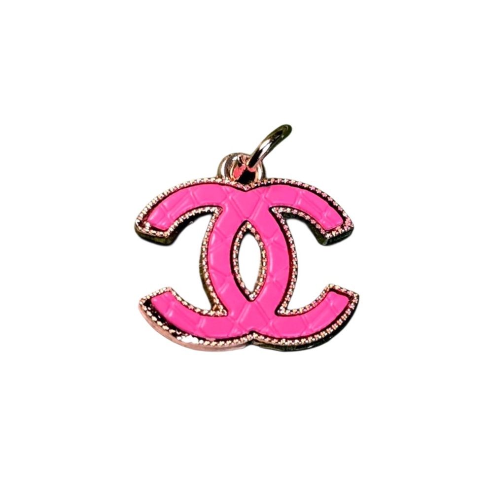 CHANEL Pink Quilted Charm Stamped Authentic with Unbranded Chain